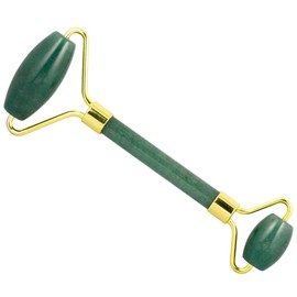 Rockcloud Natural Crystal Stone Roller Massager Double Neck Face & Neck Massage Therapy Anti-Aging Wrinkle Healing Slimming Skincare Tool, Green Aventurine