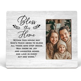 Lacama Bless This Home Family Picture Frame, 4x6, Rustic Wooden, Gray, Tabletop and Wall Mount, Perfect for Personalization, Housewarming Gifts, Family Gifts
