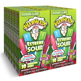 Warheads, Fat Free Freezer Pops, Assorted Flavors, Extreme Sour ,12 Boxes,10 - 1 oz pops per box,1 Ounce (Pack of 120)