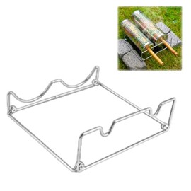 Rolling Grill Basket Stand - Stainless Steel BBQ Support Rack Holds 2 Grill Baskets, Universal Fit for Rotisserie Cooking on Grills & Outdoor BBQs (Stand Only)