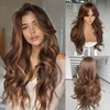 Honey Blonde Long Wavy Layered Synthetic Wig with Bangs for