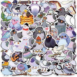 Pigeon Stickers Car Laptop Phone Guitar Skateboard Motorcycle Bicycle Pigeon Stickers Set Vinyl Waterproof Aesthetic Stickers for Teenagers Children Adults Pack of 50