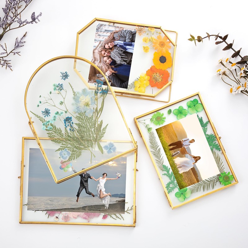 Yalikop 4 Pcs Double Glass Frame for Pressed Flowers Handmade