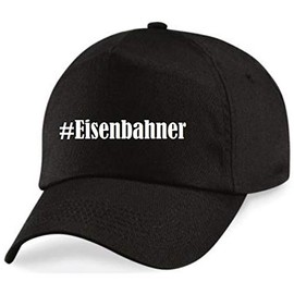 Reifen-Markt Base Cap Hashtag #Railway Train Size Plain Colour Black Print White, black
