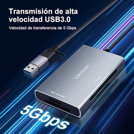 vantisan Lector de Tarjeta de Memoria Múltiple 4 en1,Adaptador Lector de Tarjetas USB 3.0 y USB-C a SD/TF/MS/CF,Lector de Tarjetas de Memoria Dual Car