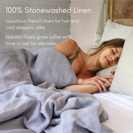 Baloo 100% French Linen Duvet Cover for Weighted Blanket (Dove Grey - 60"x80" - Full/Queen Size) | Cooling, Soft & Durable | Certified European Flax® | for Baloo 15 & 20lbs Weighted Blanket