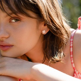 ChicSilver Quaternary Celtic Knot Earrings Rose Gold Plated Stud Earrings for Women Dainty Small Sterling Silver Irish Celtic Jewelry