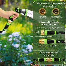 Garden Hose Non-Expanding 100ft, Flexible Water Hose with 10 Function Spray Nozzle, Lightweight, Kink Free,Leak Proof Water Hose for Outdoor,Yard, Lawn, Car Wash, Pet,RV (100FT)