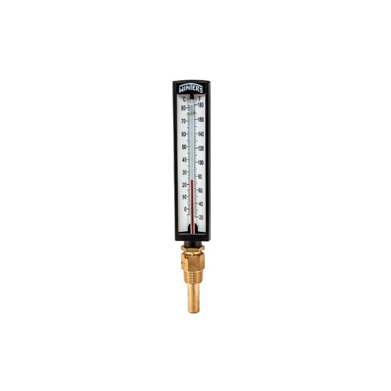 Winters TAS Series Brass Dual Scale Industrial 5AS Straight Thermometer