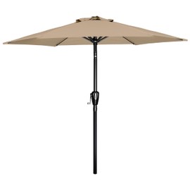 YSSOA 7.5' Patio Umbrella Outdoor Table Market Yard Umbrella with 6 Sturdy Ribs, Tan