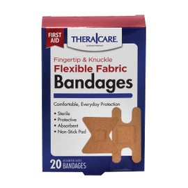 Thera|Care Flexible Fabric Fingertip and Knuckle Bandages | Fingertip and Knuckle, 20 Count