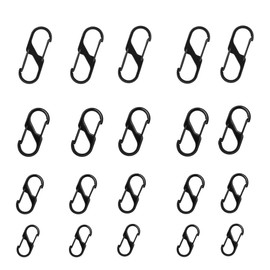LORJE 20pcs Zipper Lock Clip Theft Deterrent, Backpack Zipper Lock Clips Quick Disconnect Carabiner Clip Keeps Zippers Closed Keychain Locking Clip (Black, 4 Sizes)