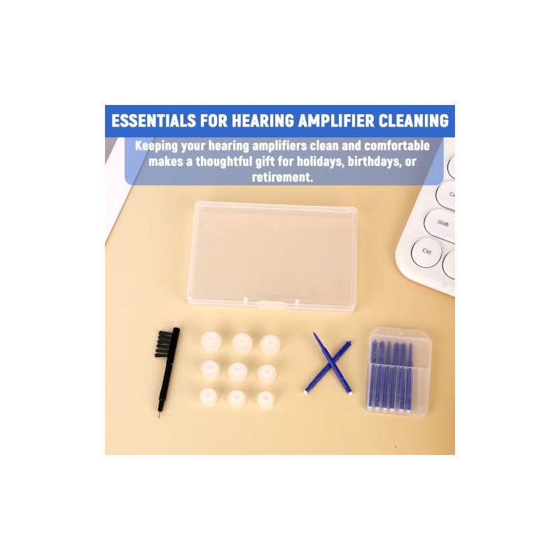 XIHIRCD 9pcs Hearing Amplifier Domes and Cleaning Kit for Audien