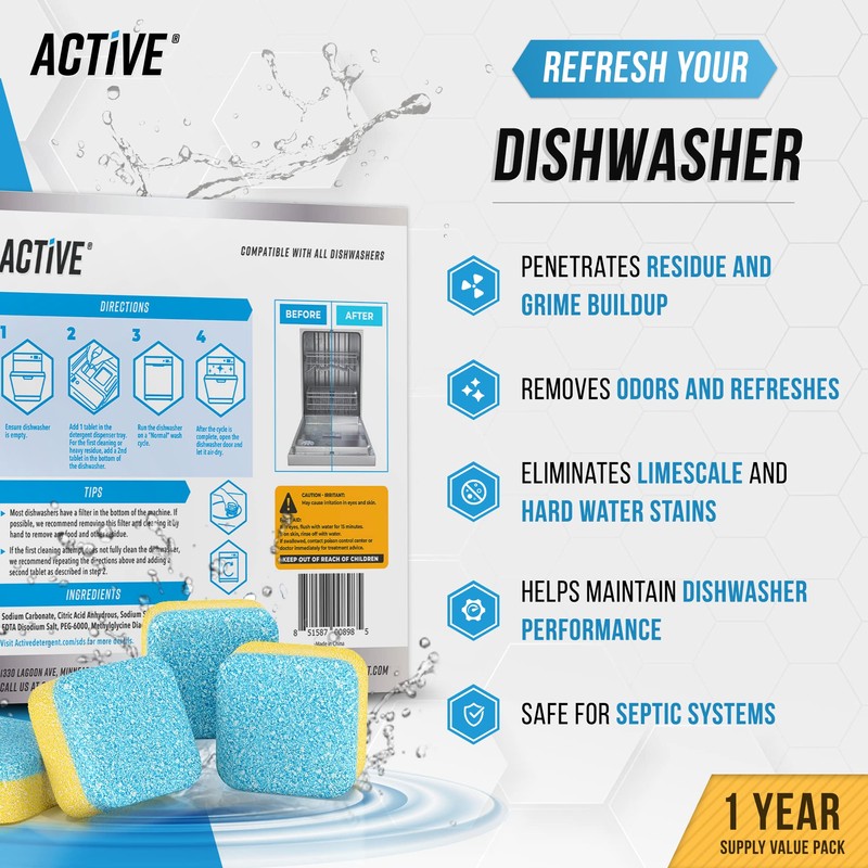Washing Machine And Dishwasher Cleaning Tablets Bundle - Includes 12