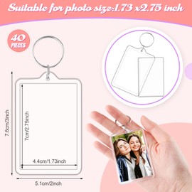 2 x 3 Inch Picture Frame Keychain,Blank Acrylic Photo Insert Keychain with Split Key Rings Clear Rectangle Pendant Picture Frames for Family,DIY Projects & Craft(Fit 1.73 × 2.75inch Pic）-40 PCS,