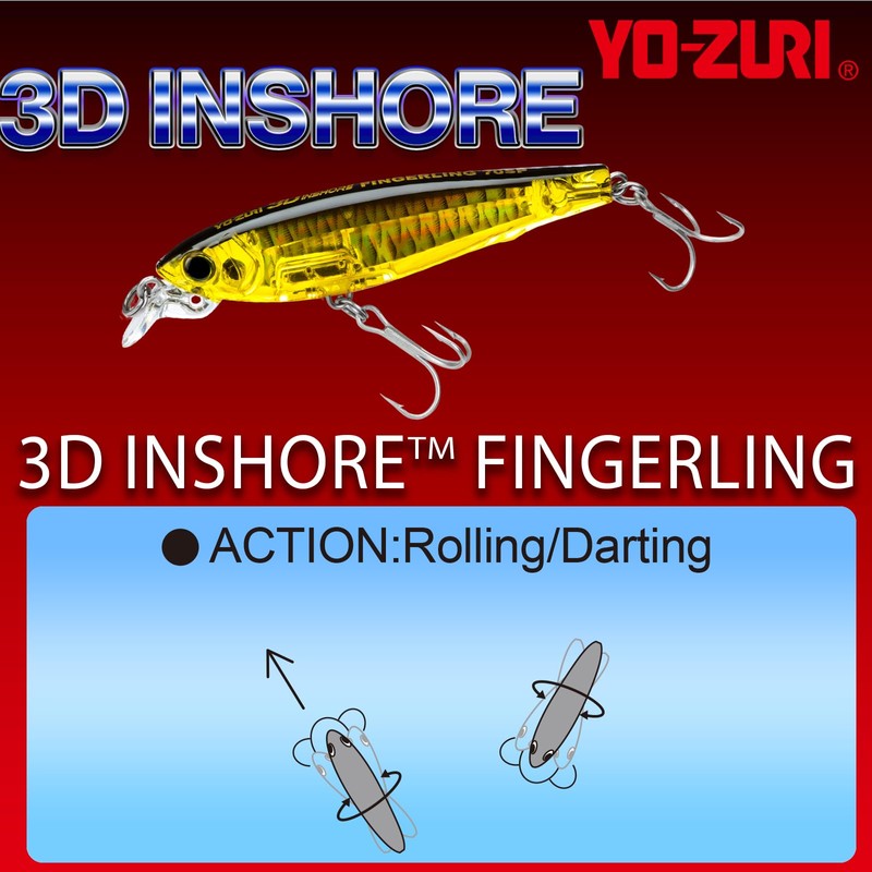 Yo-Zuri R1409-HMT: 3D Inshore Fingerling (Sp) 70Mm 2-3/4", Mullet