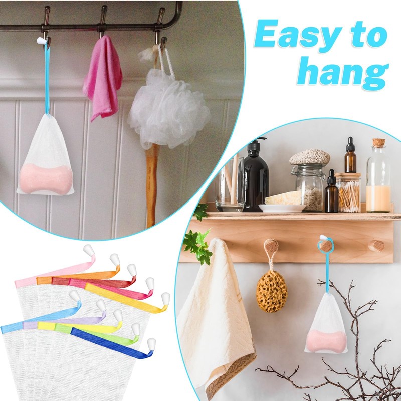 8 Stück Seifenbeutel, Bunt Foamie Seifensäckchen