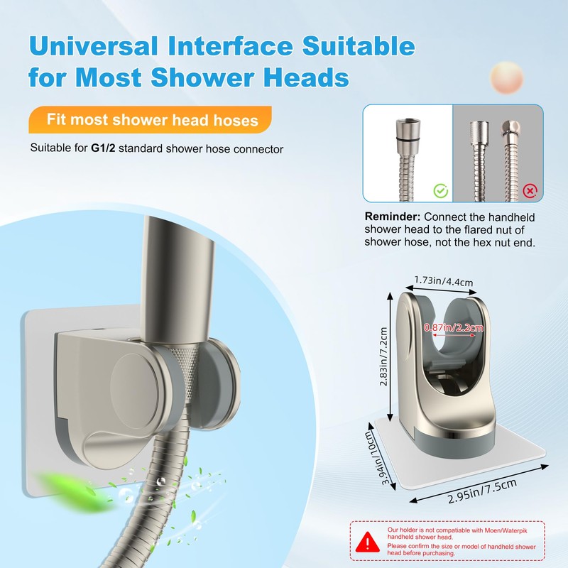 Hibbent 2 Pack Shower Head Holder, Strong Adhesive and Waterproof