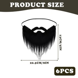 TUONYIS 6 Pieces Black Artificial Beards Fake Moustache Funny Beard Santa Funny Fake Beard Party Beard Moustache Fancy Dress for Men Boys Christmas