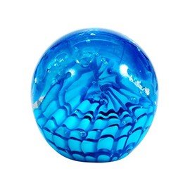 Pfronten Dream Ball 243 Large (9 cm) White Blue Wave Glow-in-the-Dark Paperweight Glass Ball Paperweight