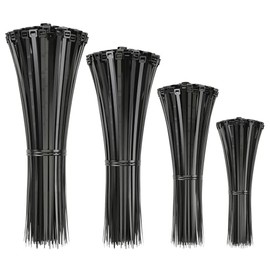 Cable Zip Ties, 400 Pack Black Assortment Of Sizes 12+8+6+4 Inch, Multiple Uses Self-Lockable Nylon Cable Cord Management Purpose, Plastic Wire Ties for House, Workplace, Yard, Garage