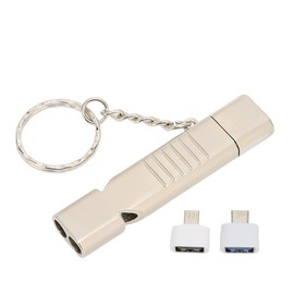 Whistle Flash Drive SOS Outdoor Waterproof USB3.0 120dB Sound Multifunction Zinc Alloy U Disk with Key Chain for Computer16GB Silver