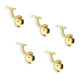 ZAUYX 5 Pack 3 Inch Polished Brass Handrail Stair Brackets Stair Heavy Duty Stair Brackets Support Handrail Brackets for Stairways