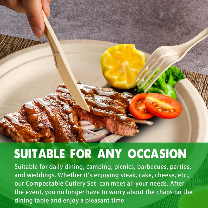 Compostable Forks 150 Count Disposable Forks Cutlery Heavy-Duty Utensils for