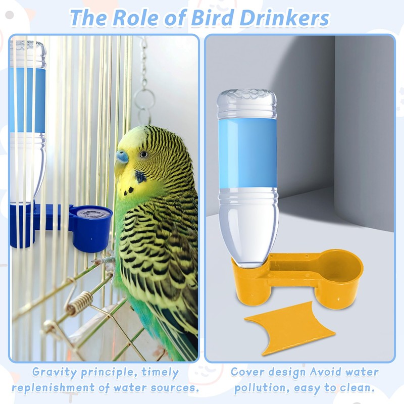 kathson 20 Pcs Bird Drinker Feeder Plastic Soda Pop Water