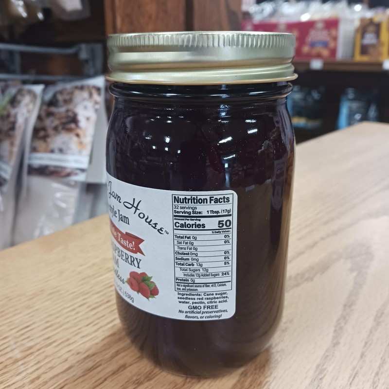 Grandma’s Jam House, Homestyle Red Raspberry Jam, Seedless, 1 pint
