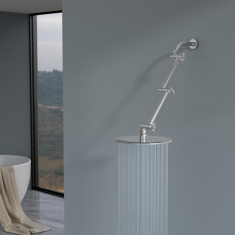 LORDEAR Shower Extension Arm 16 Inch,Foldable Shower Head Extension Chrome,Adjustable