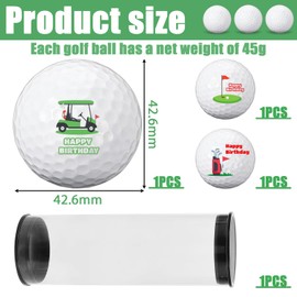 MOAZIFI 3 Happy Birthday Golfbälle Geschenke Golfbälle lustige Golfbälle Geburtstag für Golfspieler Eine Einheit in Standardgröße Geburtstagsgeschenk für Golf