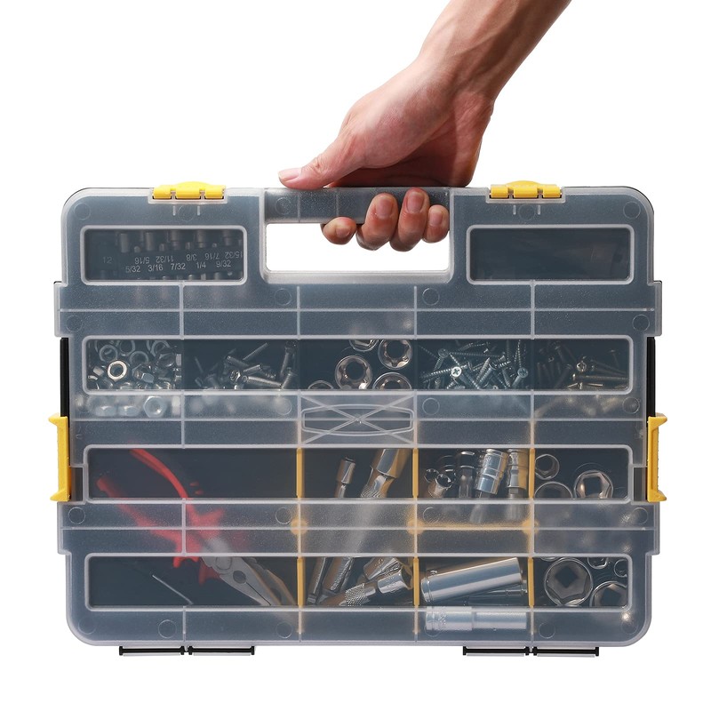 Mayouko Stackable Plastic Toolbox Organizer, Interlocking Small Parts Organizer, Compartment