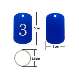 Aluminum Engraved Numbers 1 to 10 Key Tags Identification Tags with Key Rings Blue