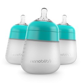 Nanobebé, Biberón de Silicón, 270 ml./ 9Oz., 3 Pack, Color Verde
