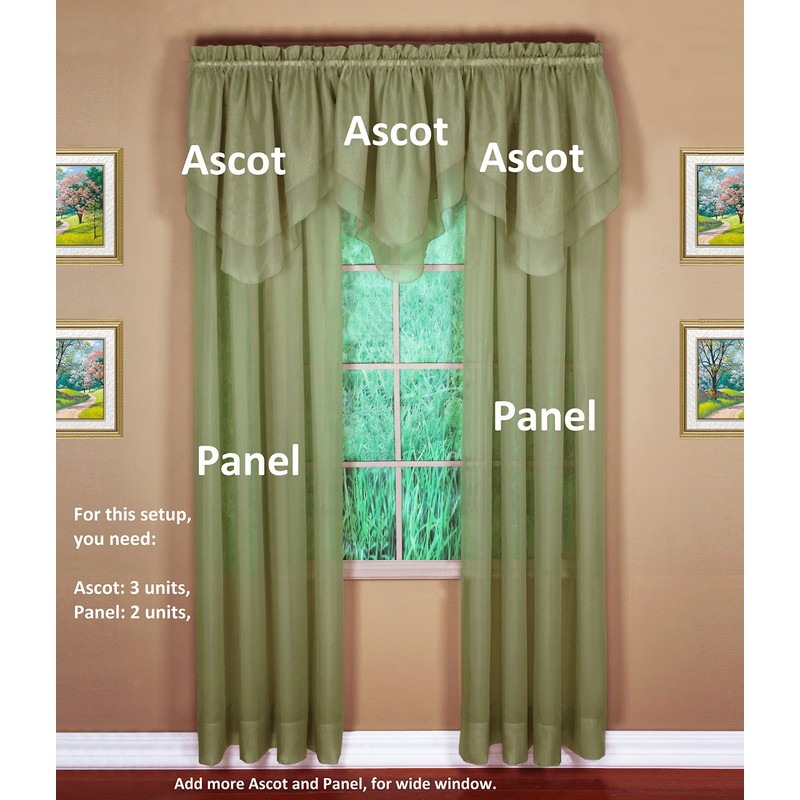 Today's Curtain Emelia Original Voile Panel 90", Dusty Leaf, 60"
