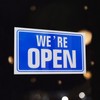 Open Closed Sign Blue Double Sided High Contrast Reversible Shop