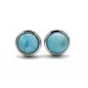 Handmade 925 Sterling Silver Natural Larimar Post/Stud Earrings - Round