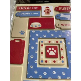 MAKING MEMORIES COLORBOARD STICKERS DOG PUPPY WORDS PHRASES TAGS CANINE DOG 21PC