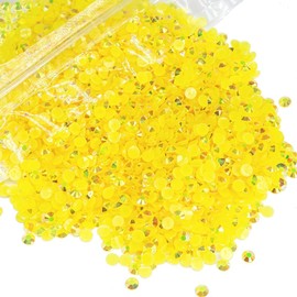 qiipii 14000PCS 2mm Small Lemon Yellow AB Resin Rhinestones Bulk SS6 Tiny Citrine AB Flatback Jelly Stones Pack Non-Hotfix Diamonds Gems Charms for Nails Face Eyes Makeup Tumblers Bottles DIY Crafts