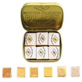 CSY art gallery Metallic Watercolor Paint Set – Set of 6 Shimmery Gold Solid Water Colors – Artist Quality – Perfect for Adults, Students, Hobbyists(Earth Golden)