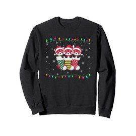 Xmas Tree Lights Funny Red Panda in Christmas Socks Sweatshirt