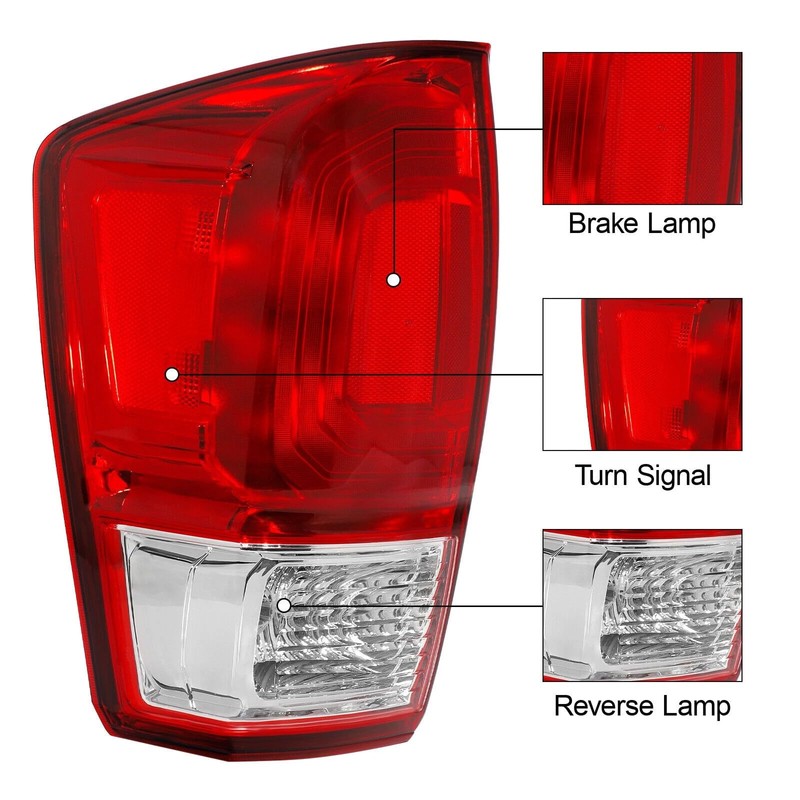 Taillight Assembly with Socket for 2016-2023 Toyota Tacoma Pickup Red