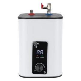 Electric Mini Tank Water Heater, Small Under Sink Tank, Kitchen RV Trainer Compact Storage Heaters, Mini Instant Electric Compact, 1500W (White, 8L/1.76Gal)