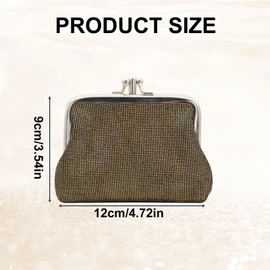 AdiStylinno Coin Purse for Women, Cute Small Kiss Lock Change Purse, Vintage Mini Coin Pouch Shiny Coin Wallet Bag with Clasp (Gold)