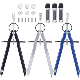 M-Aimee 3 Pieces Metal Compass, Compass for Geometry, Math, Drafting, Drawing, 6 Inch Compass with Spare Leads and Screws