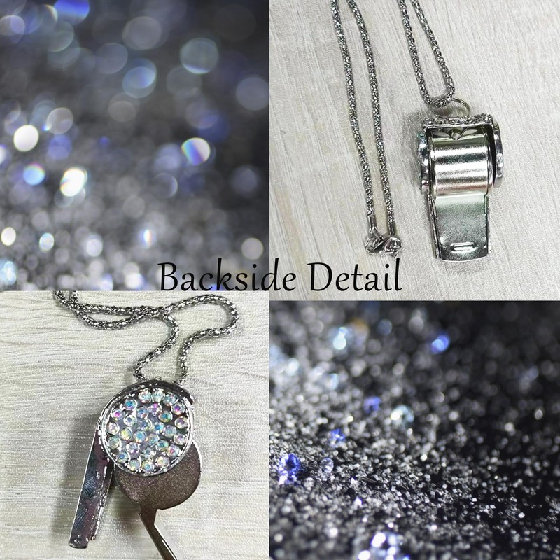 Metal Crystal Rhinestone Whistle - Shining Bling With Chain for