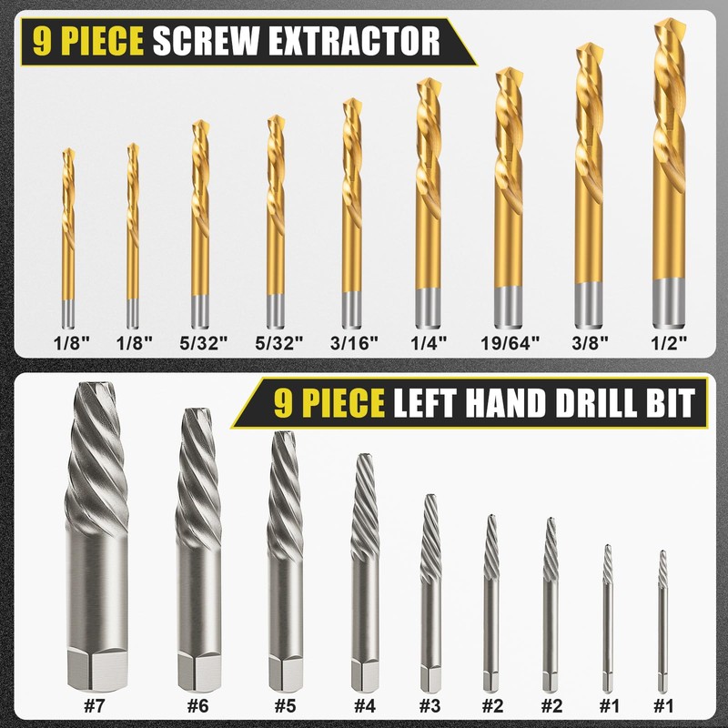 TOPEC Screw Extractor and Left Hand Drill Bit Set -