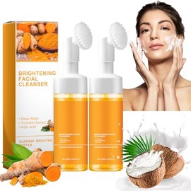 2PCS Leche Limpiadora Facial De Cúrcuma (100MLBotella)  Es Adecuado Para Todo Tipo De Piel, Limpiador Facial Espumoso Iluminador Que Puede Limpiar e  