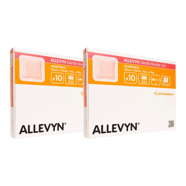 Allevyn Gentle Border Lite Dressing 4" x 4" (Box of 10), Smith & Nephew # 66800835 (2 Pack (10 Count))